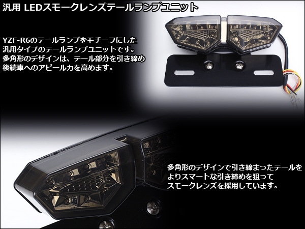 汎用21基LEDテールランプ ナンバーステー スモークレンズ F-303