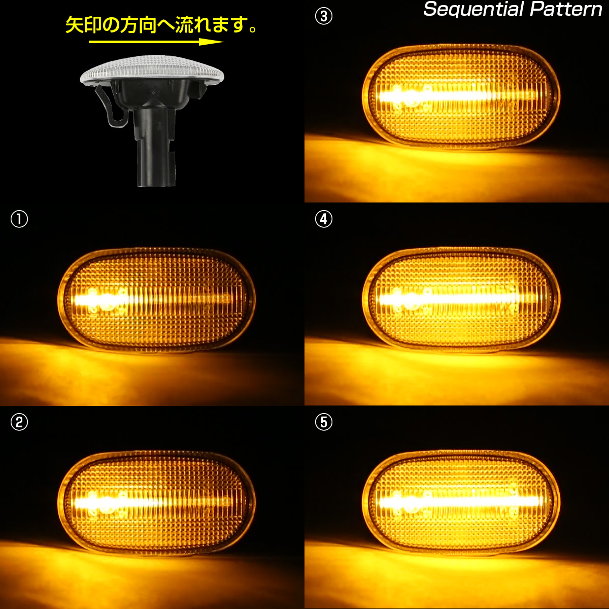 LED サイドマーカー シーケンシャル ウインカー スズキ用 JB64 JB74 JB23 JB43 ジムニー シエラ キャリィ トラック DA63T  ラパンHE21S F-574