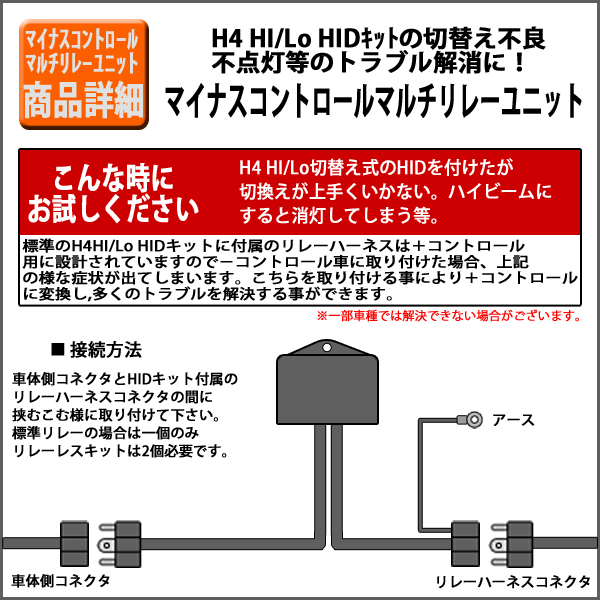 冬バーゲン☆特別送料無料！】HID極性変換リレー H4マイナスコントロール車用マルチリレーユニット2個セット 汎用パーツ 