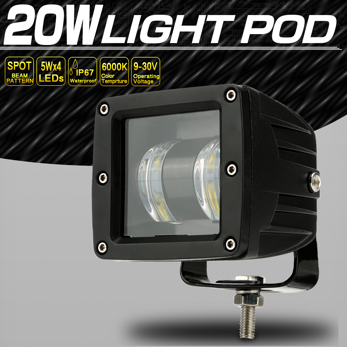 LED 作業灯 20W ライトポッド フォグランプ バックランプ 補助灯 ワークライト 小型 12V 24V 防水 IP67 P-552