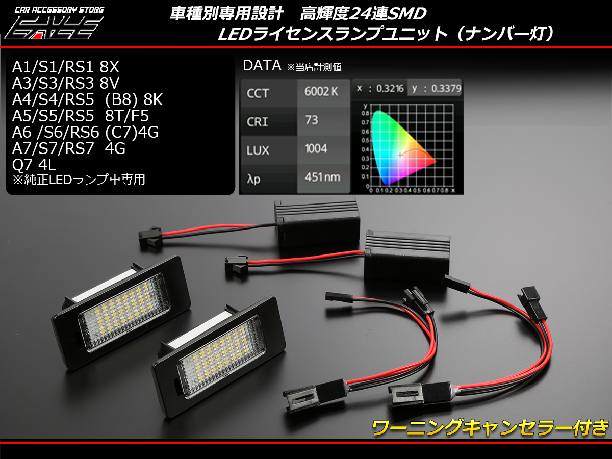 LEDライセンスランプ アウディ A7 S7 RS7 4G Q7 4L A4 S4 RS4 B8 8K A6 S6 C7 4G ナンバー灯 R-147-1