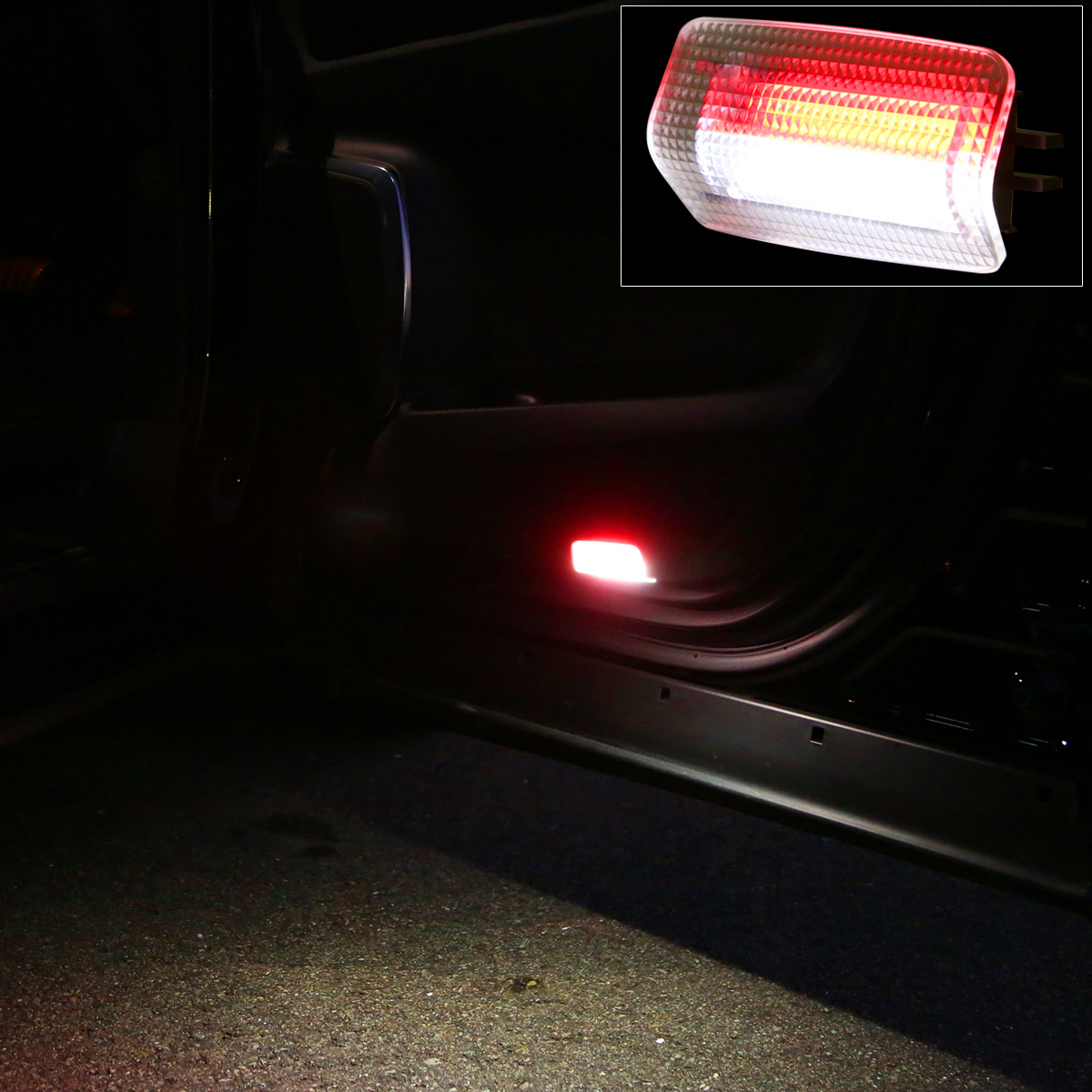 汎用 LED カーテシランプ ホワイト レッド点滅 ツインカラー 赤点滅 トヨタ レクサス 用 2個セット R-454
