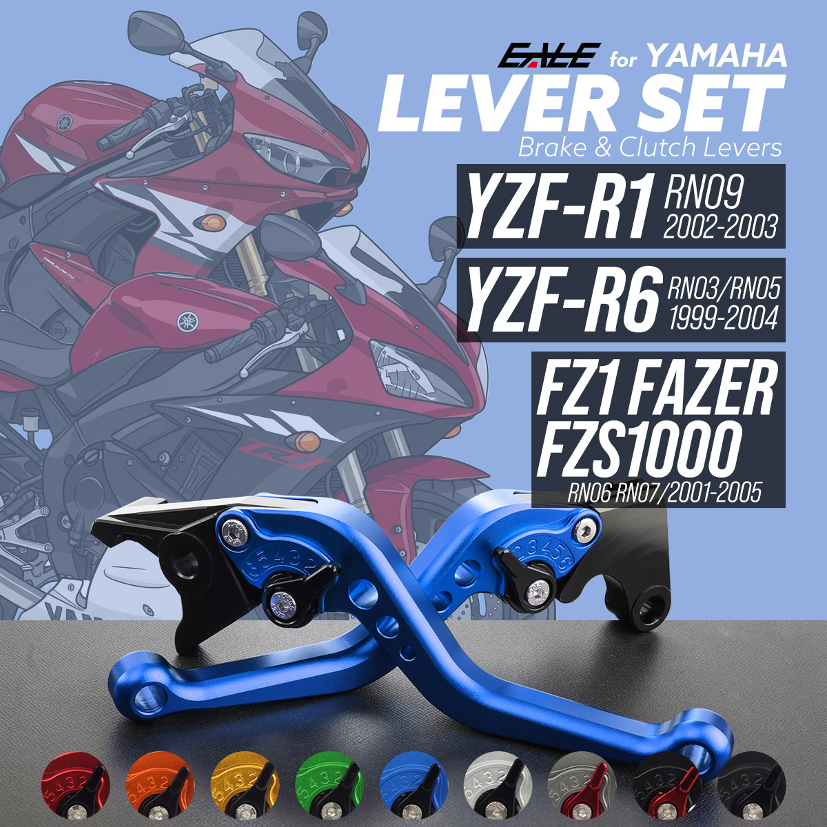 バイク レバーセット YZF-R6 FZS1000 FZ1 FAZER YZF-R1 可倒式 握り幅