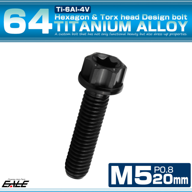チタンボルト M5×15mm P0.8 ホールヘッド トルクス穴 フランジ付き