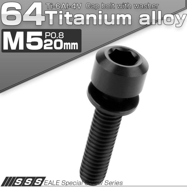 チタンボルト M5×20mm P0.8 ワッシャー付き キャップボルト 六角穴