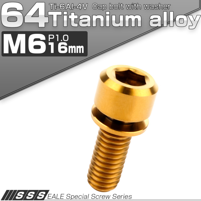 チタンボルト M6×16mm P1.0 ワッシャー付き キャップボルト 六角穴